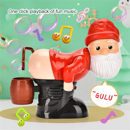 Santa Claus Bubble Maker Toy Ornaments, Funny Santa Automatic Fart Bubble Machine with Flashing Lights & Music, Christmas Bubble Blower for Outdoor & Indoor Activity (Red)